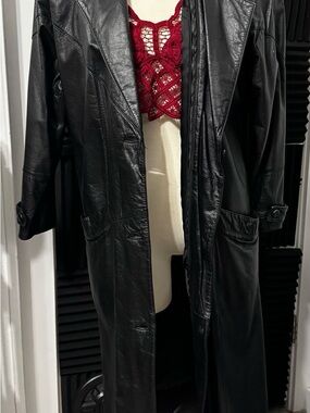 Black Leather Long Trench Coat - The Leather Warehouse